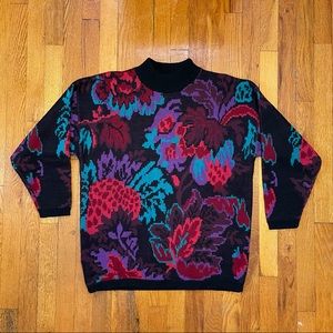Vintage Carriage Court Floral Leaves Sweater